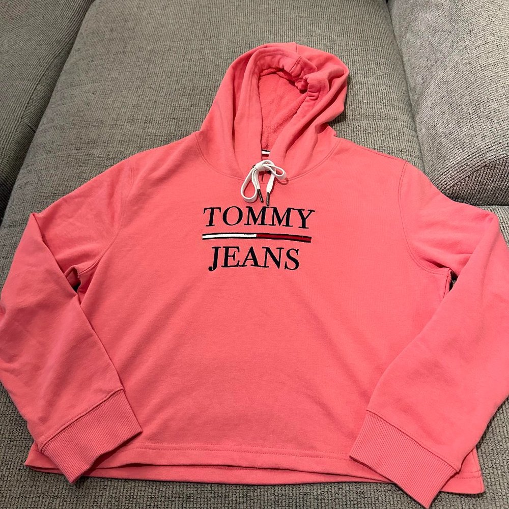 Womens Pink Tommy Hilfiger Hooded Pullover Large